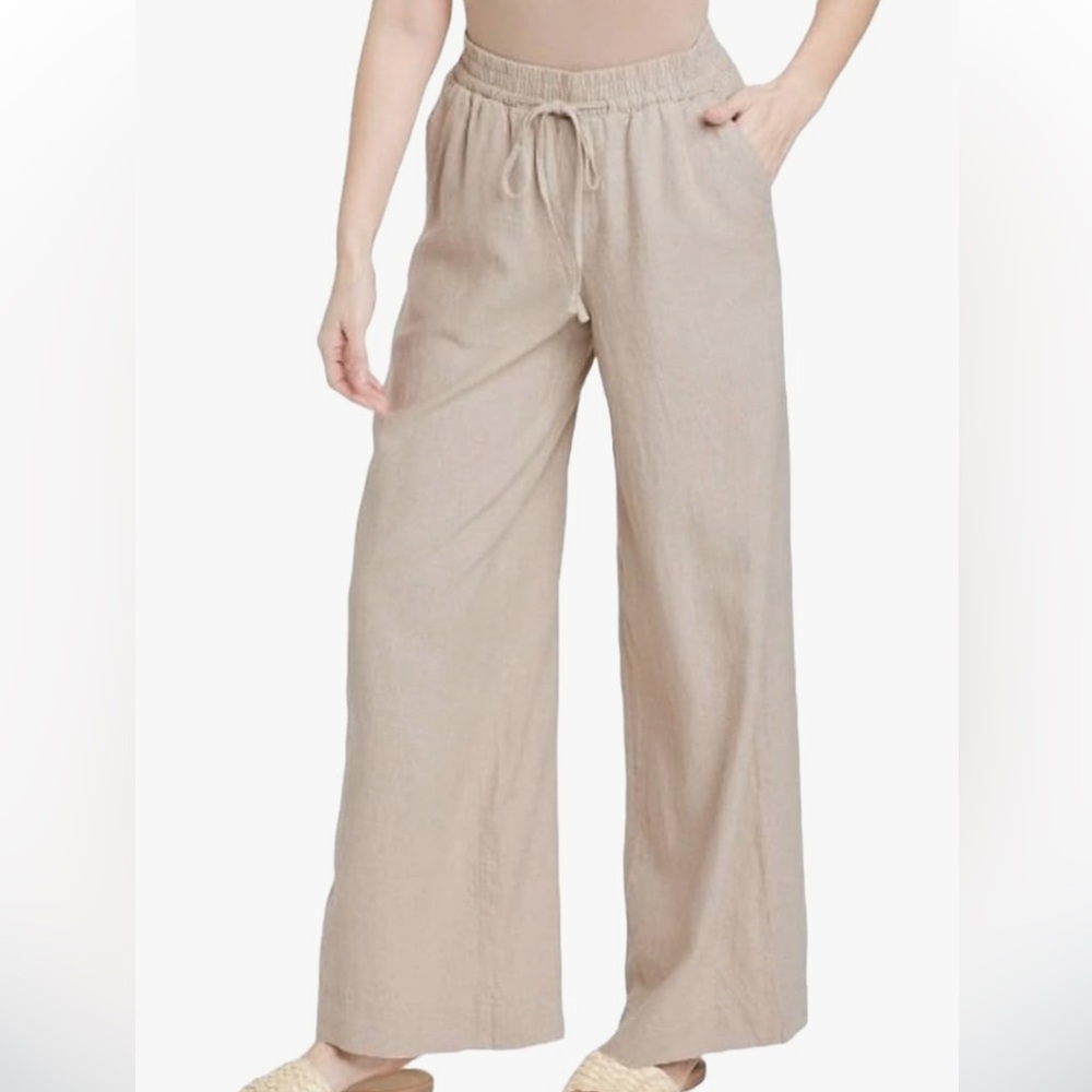 A New Day Women's High-Rise Wide Leg Linen Pull-On Pants